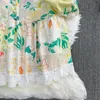 Primavera donna scava fuori stampa floreale abito corto colletto alla coreana decorazione bottoni manica lunga abiti da donna verde blu abiti 2023