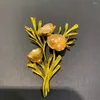 Broschen Schöne Blume Öl Tropfen Vintage Gänseblümchen Brosche Mode Frauen Schmuck Für Mantel Rosa Gold Farbe