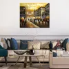 Contemporary Abstract Canvas Art Evenings Delight in Paris Handmade Landscape Oil Painting Living Room Wall Decor