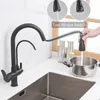 Grifos de lavabo de baño Onyzpily, grúa filtrada negra mate para cocina, pulverizador extraíble, rotación de 360, grifo de filtro de agua, grifo de modos duales 230616