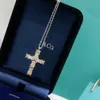 Pendant Necklaces luxury cross necklace designer exquisite ladies pendant Diamond inlay charm elegant temperament fashion versatile trendy jewelry Love Weddin