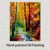 Arte moderno de la lona Escenas de la calle Camino mojado Pinturas al óleo pintadas a mano Decoración de la sala de estar