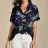 Kvinnors blusar Kvinnors blus Dragonfly Gradient 3D Tryckt Hawaiian skjorta Elegant Casual Top Summer Y2K Plus Size for Female