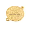 チャーム私たちの聖母2ループコネクタVirgen de Guadalupe Small Gold Color Medal Tagsラウンドステンレス鋼ペンダント50pcsドロップD DHGARDEN DH9ZW