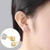 Stud Oorbellen Rvs Unisex Vrouwen Mannen Double Crystal Zircon Oorstekers Schroef Piercings Mode Niet-allergische Body Sieraden