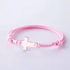 Braccialetti con ciondoli Tangula Bracciale con croce in acciaio inossidabile squisito per regali di gioielli regolabili in corda multicolore di moda per bambini