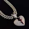 Pendentif Colliers Hommes Hip Hop Chaîne Glacé Bling Coeur Brisé Collier13mm Miami Cubain Hiphop Mode Charme Bijoux 230613