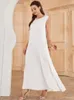 Vestuário étnico Branco Ramadã Vestidos Africanos Roupas Islâmicas Para Mulheres Dubai Abaya Turquia Árabe Vestido Muçulmano Robe Musulmane Femme Vestidos 230616