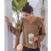 Women's Blouses Women's Womens Casual Tops Ruffle V Neck Leopard Comfort Tunic Loose Fitting Long Sleeves Shirts Top Polyester Plus