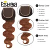 Volumes de cabelo Ombre Chocolate Castanho Feixes com Fechamento Onda Corporal Peruana 1B 33 Colorido Humano e 44 Rendas 230617