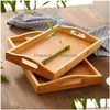 Breakfast Trays Bamboo Serving Tray With Handles Rectangar Wooden Works For Eating Storing Used In Bedroom Kitchen Living Room Drop Dhxfs