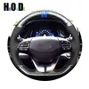 Steering Wheel Covers For Veloster 2023 I30 2023-2023 Elantra Black Genuine Leather Carbon Fiber DIY Car Cover