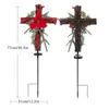 Dekorative Blumen Weihnachten für Kreuz Blumenpfahl Solarbetriebene Lampe Dekor Ornament Handwerk