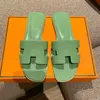 Netizen Summer New Style Sandaler och tofflor Womens Sandals Luxury Designer Slide tofflor Mångsidig platt botten äkta läderstrand Stora tofflor 35-42 +Box