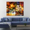 Street Landscape Canvas Art The Windows of Amsterdam Handmade Modern Painting for Family Room Decor