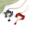 Hänge halsband Nature Stone Crystal Tree Shape Necklace Multicolor Wisdom Key Women smycken
