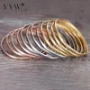 Bangle 12pcs/lot Roman Style Stainless Steel Bangle Gold Rose Gold Color Charm Bracelets for Women Wide Bangles Bracelets Women 230616