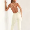 LL Damen-Bodys für Yoga, Sport-Overalls, einteilig, sexy, rückenfrei, Workout-BH-Sets, ärmellos, Playsuits, Fitness, lässig, Schlaghose, Sommer, YW975L