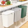 Waste Bins 7 9L Wall Mounted Kitchen Trash Can Large Capacity with Lid Garbage Cans Cabinet Door Hanging Bin Recycle 230617