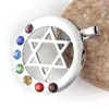Hänghalsband xinshangmie silverpläterad stjärna av David Round Amulet Protection Shield Reiki 7 Crystal Rhinestone Chakra Charms smycken