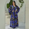Vêtements ethniques Diamants Imprimer Abaya Dubaï Turquie Kaaftan Femmes Musulman Maxi Robe Islamique Jalabiya Arabe Robe Caftan Eid Ramadan Abayas Robe