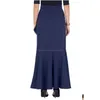 Skirts Womens Maxi Long Skirt High Waist Ruffles Festive Belted Asymmetric Mermaid Fishtail Party Wrap Drop Delivery Apparel Clothing Dhv67