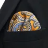 KH6 PAISLEY FLORAL GOLD YELLY BLUE HONDKERCHIEF MENS TIES Jacquard Woven Pocket Square Suit Gift3871688260w