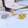 Designer Collection Fashion Style Ring Lady Women 925 Sterling Silver Inställningar Full Diamond Plated Gold Snake Serpent Viper Single Double Circles Elastic Rings