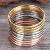 Bangle 12pcs/lot Roman Style Stainless Steel Bangle Gold Rose Gold Color Charm Bracelets for Women Wide Bangles Bracelets Women 230616