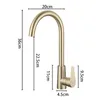 Bathroom Sink Faucets ULA Stainless Steel Kitchen Faucet 360 Degree Rotate Gold Tap Cold Water Mixer Nozzle 230616