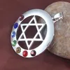 Hänghalsband xinshangmie silverpläterad stjärna av David Round Amulet Protection Shield Reiki 7 Crystal Rhinestone Chakra Charms smycken