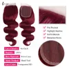 Hair Bulks 99j Body Wave Bundles With Closure Brazilian Human Extension Closures Ombre Colored Burgundy 3 230617