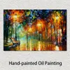 Handmade Canvas Art Stroll in The Fog Contemporary Oil Paintings Streets People Painting Bathroom Decor