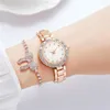 Montres-bracelets de luxe montre pour femme strass ensemble acier pour femme bracelet en métal Quartz dames Bracelet horloge