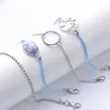 Link Armbänder Mode Einfache Faux Stein Perlen Herz Form 5 Teile/satz Armband Metall Twist Detail Hohl Karte Frauen Kreativ