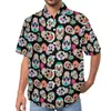 Men's Casual Shirts Sugar Skull Print Loose Shirt Mens Beach Black And Green Hawaiian Custom Short Sleeves Y2K Oversized Blouses