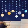 Banner Bandeiras Universo Oito Planetas Guirlandas Noite Céu Estrelado Tema Espaço Galáxia Feliz Aniversário Festa Decoração Crianças Meninos Faça Você Mesmo Bandeira Pendurada 230616