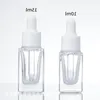 クリアスクエアガラスドロッパーボトルエッセンシャルオイル香水ボトル15mlと白/金/銀キャップコクラ