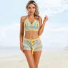 Survêtements pour femmes Bohemian Handmade Crochet Two Pieces Set Ummer Casual Beach Knit 2 Piece Solid Backless Camis Crop Top Shorts Outfits