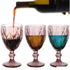 Verres à vin Gobelets en verre vintage Embossed Stemmed Assorted Color Drinking For Water Juice Beverage 064524 Drop Delivery Home Gar Dhjxv