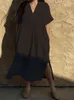 Kvinnors badkläder Beach Cover -ups för badkläder Solid Kaftans V Neck Wrinkle Rayon Bohemian Maxi Dresses Badkläder Baddräkter S 230616