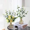 Suszone kwiaty sztuczna wysoka jakość z domową dekoracją igłami pionia ślubne bukiet fałszywe rośliny jedwabny liść eukaliptusowy