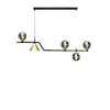 Chandeliers Nordic Simple Magic Bean Chandelier Lamp Smoked Glass Dining Table Hanging Modern Long Luxury For Living Room Kitchen