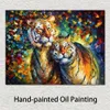 Art animalier vibrant sur toile tigres douceur peinture à l'huile contemporaine faite à la main pour mur de salon