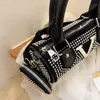 2023 Zomer Kleine Sling Handtas L Brief Diamond Studded Schouder Kussen Tas Mode Dames Cross Body Bags Cilindrische Pakket