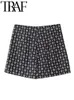 Shorts pour femmes TRAF imprimé femmes Shorts jupes mince été avec frange nœud noué taille haute Wrap jupes Vintage femme pantalon court Y2K 230616