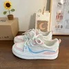 Cute Love Heart Women Casual Shoes Mesh Mixed Color Breathable Fashion Sneakers Platform Sports Students Ladies Zapatos