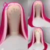 Lace Wigs Hoogtepunt Roze Gekleurde 30 Inch Rechte Drag Queen 13x4 Transparante Front Lijmloze Preplucked Cosplay Voor zwarte Vrouwen 230617