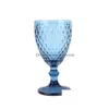 Wine Glasses 240Ml 300Ml 4Colors European Style Embossed Stained Glass Lamp Thick Goblets Drop Delivery Home Garden Kitchen Dining B Dh1Rj