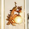 Lampa ścienna Vintage LED Luksusowe sypialnia wystrój domu Peacock Gold Vanity Dekoracje do lustrzanych świateł kinkietowych